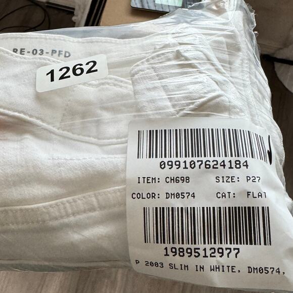 J.Crew 2003 Petite Slim Jean WMNS 27P White Denim Mid-Rise Super Stretch Zip Fly - Picture 7 of 7